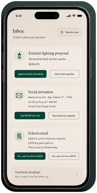 A quiet decision inbox on a phone
